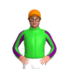 Lime Green, Purple Striped Sleeves, Orange Cap