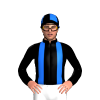 Black, Blue Braces, Black And Blue Stripped Sleeves, Black And Blue Quartered Cap