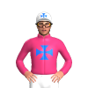 Pink, Blue Maltese Cross, White Diablos, White Cap With Blue Maltese Cross
