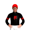 Black, Red Rose, Green Leaf And Steam Red And Green Armbands And Red Cap
