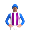 White, Purple Stripes, Blue Sleeves And Cap