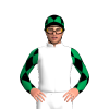 White, Get Out Stakes Logo And Writing, Black And Emerald Green Diamonds Sleeves And Cap