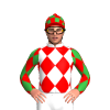 White, Red Diamonds, Green Diamonds Sleeves, Checked Cap, Red Pom Pom