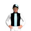 Black, Light Blue Stripe, White Sleeves, Black And Light Blue Quartered Cap