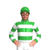 Green And White Hoops, Green And White Hooped Sleeves And Green Cap