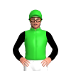 Lime Green And Black Diagonal Stripes, Black Sleeves, Lime Green Cap