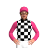 Black And White Checks, Pink Sleeves And Pink Cap