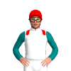 White, Red Epaulettes, Teal Sleeves, Red Cap