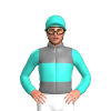Grey, Turquoise Band, Sleeves And Cap