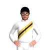 White, Gold And Black Sash, Black Cap