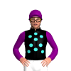 Black, Turquoise Spots, Purple Sleeves And Cap