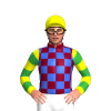 Burgundy, Royal Blue Checks, Yellow And Green Hooped Sleeves, Yellow Cap