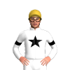 White, Gold And Black Star And Armbands, Gold Cap