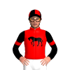 Red, Black Rearing Horse, Black Sleeves, Red Armbands, Quartered Cap