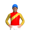 Red, Gold Sash And Sleeves, Blue Cap