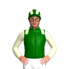 Dark Green, Cream Epaulettes, Sleeves, Striped Cap