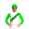 White, Lime And Black Checked Sash, Lime Sleeves And Cap