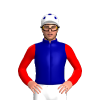 Dark Blue, Red Sleeves, White Cap, Dark Blue Spots