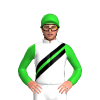 White, Black And Lime Green Sash, Lime Green Sleeves And Cap