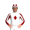 White, Maroon Diamond Band, Striped Sleeves And Cap