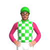 Lime Green And White Checks, Pink Sleeves, Lime Green Cap