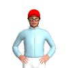 Light Blue And Dark Blue Diamonds, Red Cap