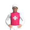 Cerise, White Fleur De Lys, White Sleeves And Cap With Cerise Fleur De Lys