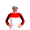 White, Red Yoke, Black And Red Striped Sleeves, White Cap