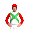 White, Green Crossed Sashes, Red Sleeves And Cap
