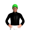 Black, Lime Green Diamond Braces, Lime Green Cap