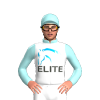 White, Elite Thoroughbreds Logo, Pale Blue Collar And Sleeves, White Stripe, Pale Blue Cap