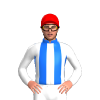 Blue And White Stripes, White Sleeves, Blue Seam, Red Cap