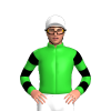 Lime Green, Navy Blue Diamond, Black Hooped Sleeves, White Cap