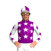 Purple, White Stars And Sleeves, Purple Stars, Quartered Cap, Black Pom Pom