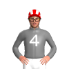 Grey With Four White Playing Cards, Red And White Striped Cap