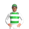 White, Green Hoops, Grey Epaulettes, Grey And Green Hooped Cap