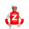 Red, White Circle With Z Inside, Halved Sleeves, Star Cap