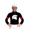 Black, White Spartan Helmet, Red Armbands And Seams Cap