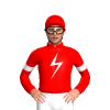 Red, White Lightning Bolt And Armbands, Lightning Bolt Cap