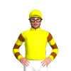 Yellow, Brown Hooped Sleeves, Yellow Cap