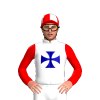 White, Dark Blue Maltese Cross, Dark Blue, Red And White Hoooped Sleeves, Quartered Cap