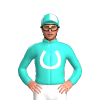 Turquoise, White Horseshoe And Whip, Quartered Cap