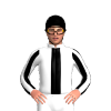 White, Black Stripe, White Collar, Black And White Striped Sleeves, Black Cap