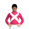 Cerise, White Crossed Sashes, Black Cap