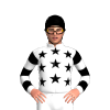 White, Black Stars, Hooped Sleeves, Black Cap