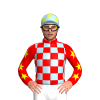 Red, Light Blue Checks, Yellow Stars Sleeves And Cap