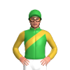 Green, Gold Sash And Sleeves, Green Cap