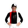 Red, White And Black Diagonal Thirds, White And Black Fern, Sleeves, White Cuffs, Quartered Cap