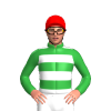 Green And White Hoops, Red Cap