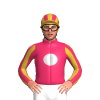 Cerise, Silver Spot, Gold And Cerise Striped Sleeves And Cap